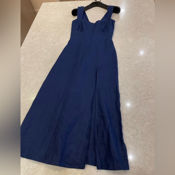 Reformation Seaside Linen In Danube Navy Dress Size 2 - Picture 5 of 15